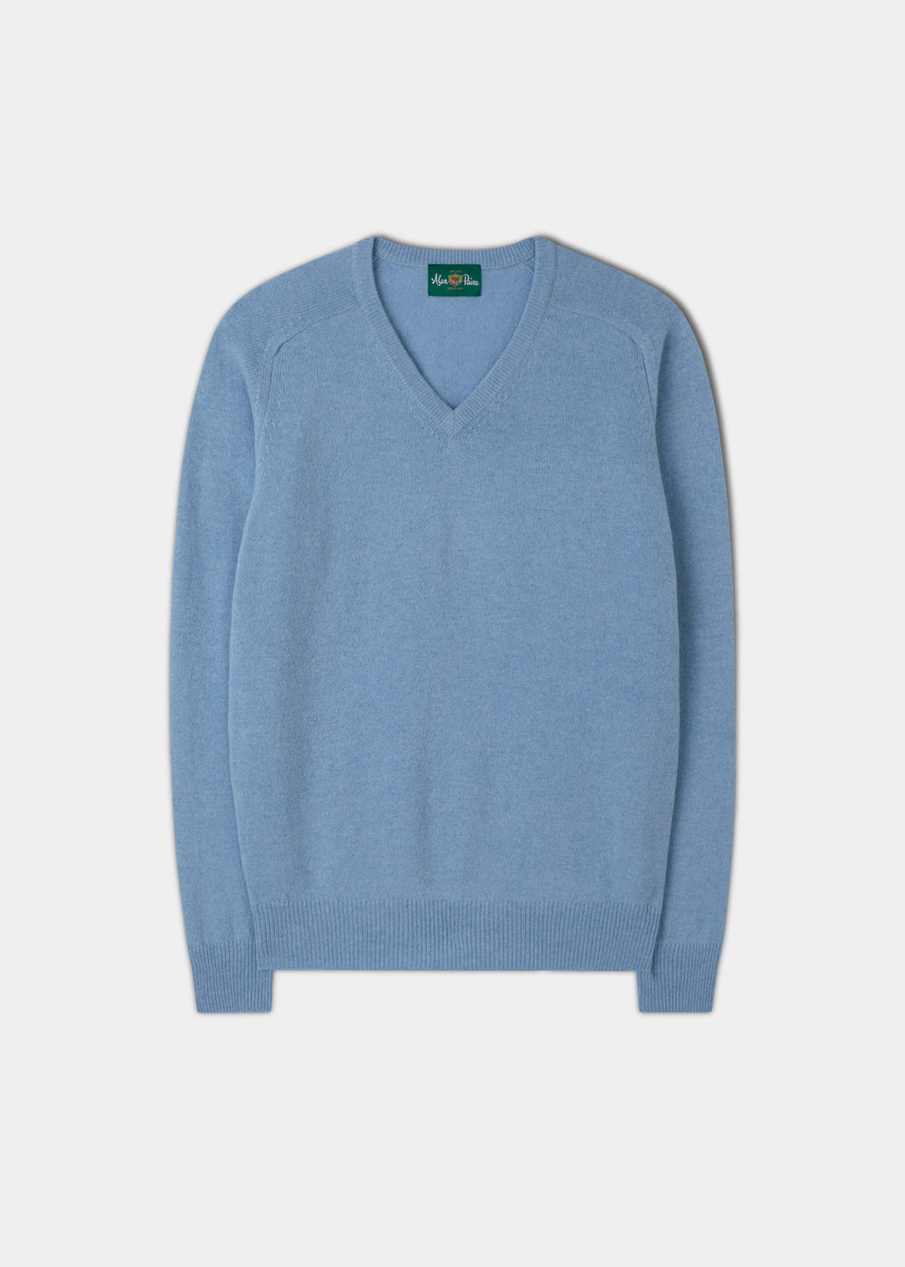 Men's Lambswool Vee Neck Jumper In Iceberg - Regular Fit