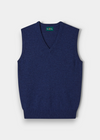 Norfolk Lambswool V-Neck Slipover In Rhapsody - Classic Fit, a navy blue lambswool V-neck vest with saddle shoulders.