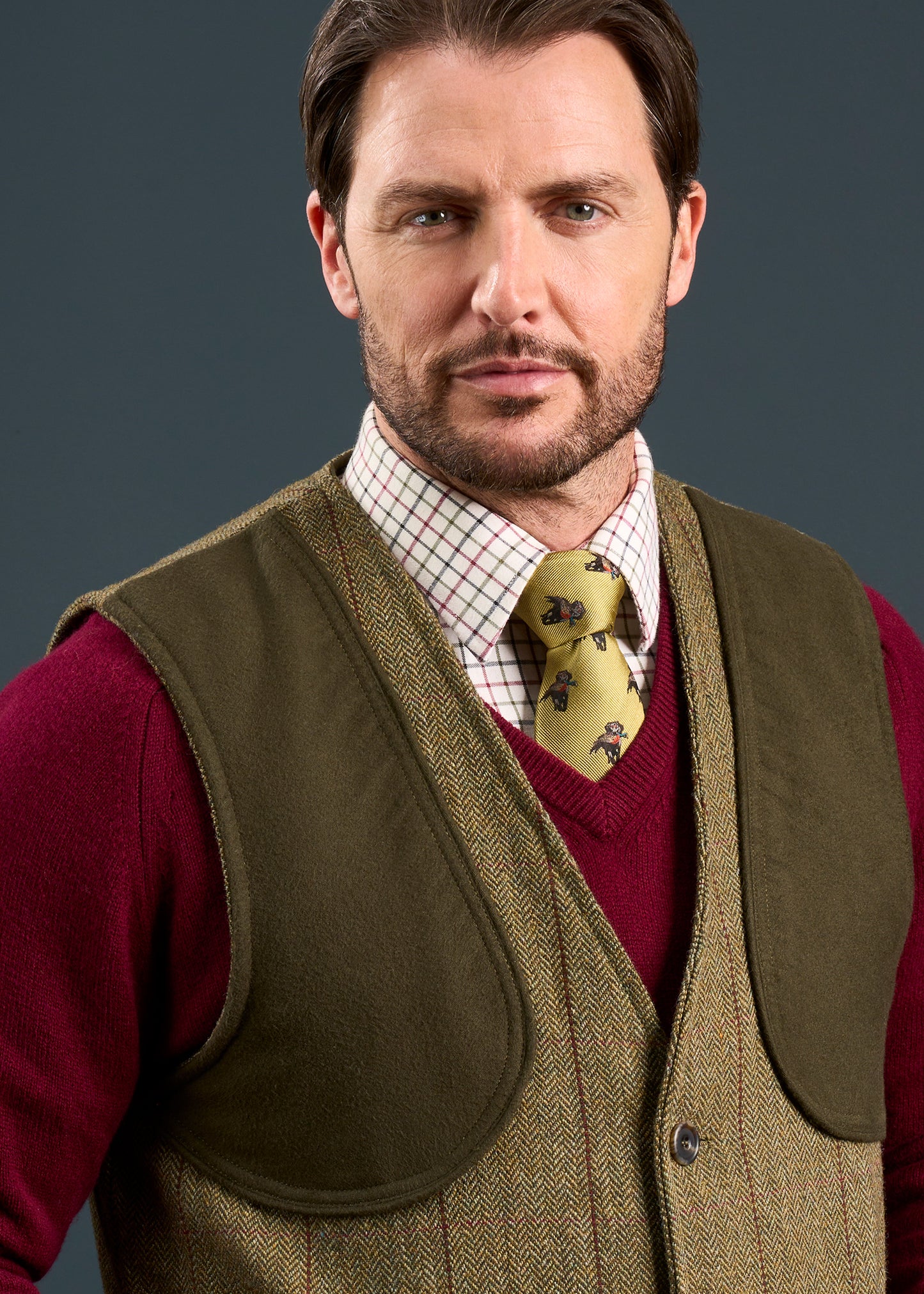 Rutland Men's Tweed Shooting Waistcoat In Oakley