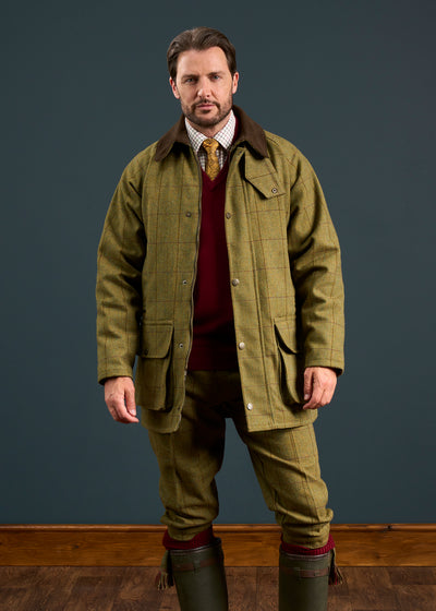Rutland Men's Tweed Waterproof Shooting Coat In Lichen