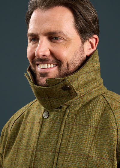 Rutland Men's Tweed Waterproof Shooting Coat In Lichen