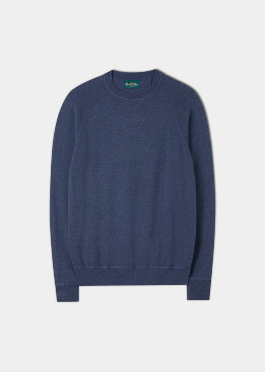 Saddington Baumwoll-Merino-Sweatshirt mit Rundhalsausschnitt aus Denim