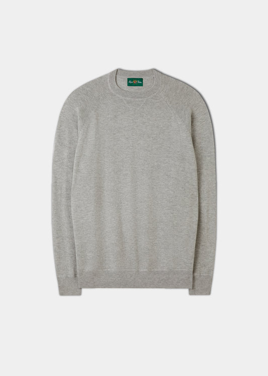 Saddington Baumwoll-Merino-Sweatshirt mit Rundhalsausschnitt in hellgrauer Mischung