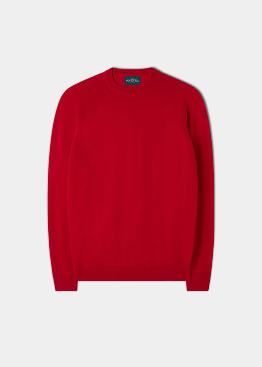 Saddington Baumwoll-Merino-Sweatshirt mit Rundhalsausschnitt in Rot