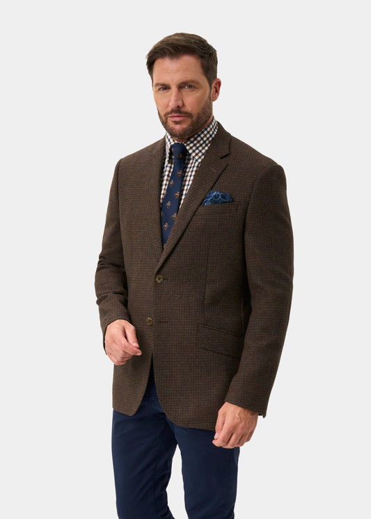Surrey Herren Tweed Water Repellent Lined Blazer in Bramble  -  Regulär Passform