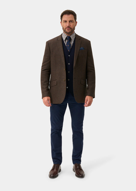 Surrey Men's Tweed Water Repellent Lined Blazer in Bramble  -  Regular Fit