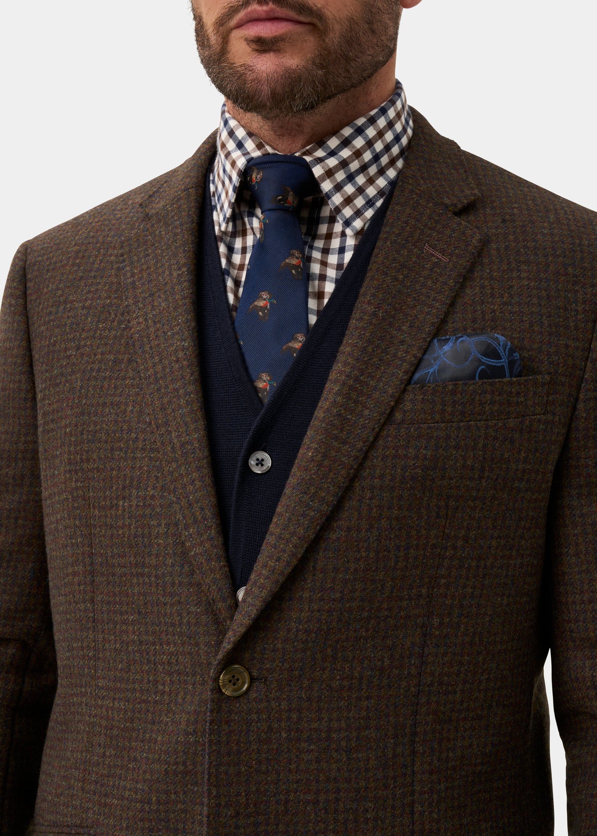 Surrey Men's Tweed Water Repellent Lined Blazer in Bramble  -  Regular Fit