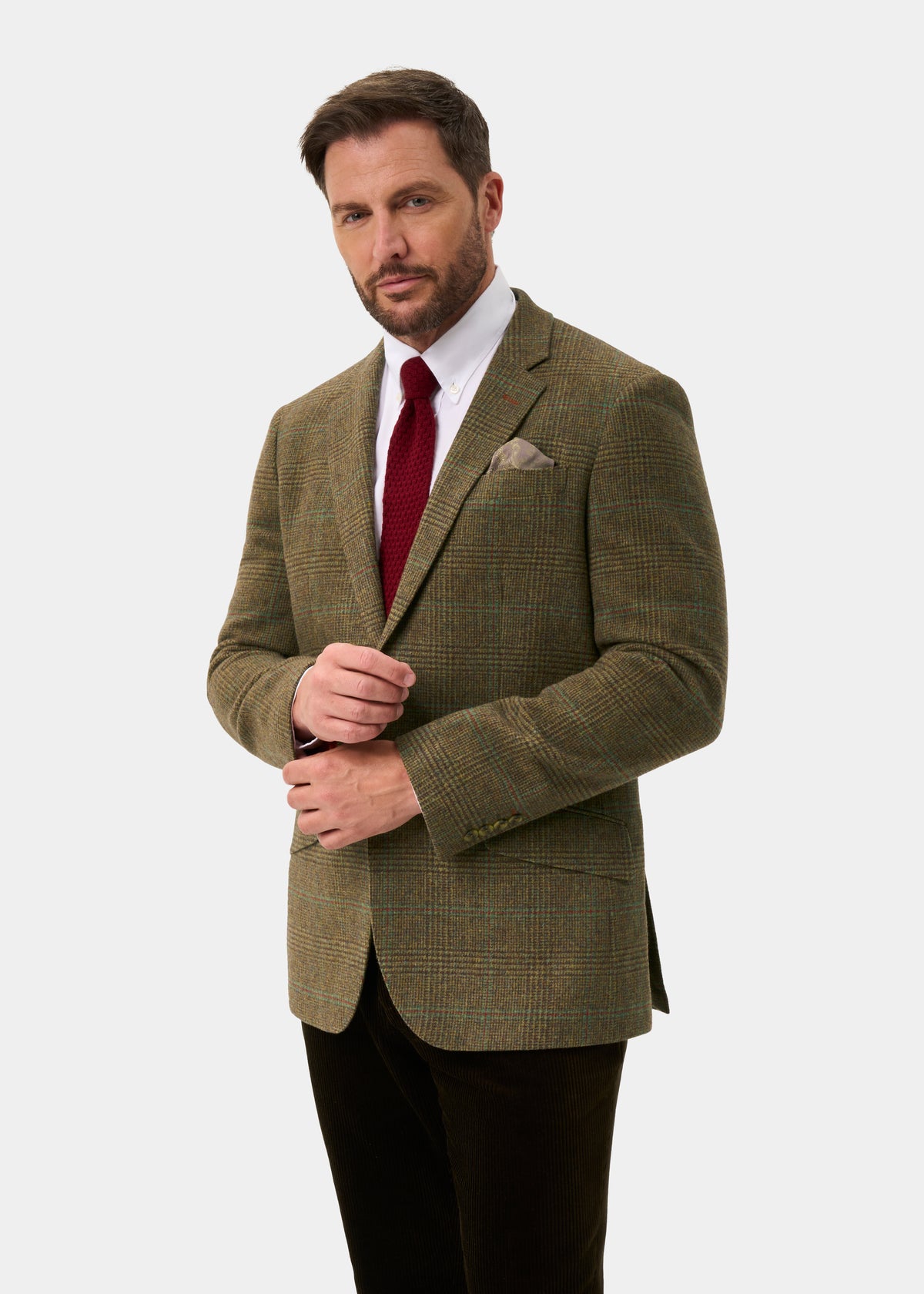 Surrey Men's Tweed Water Repellent Lined Blazer in Marsh  -  Regular Fit
