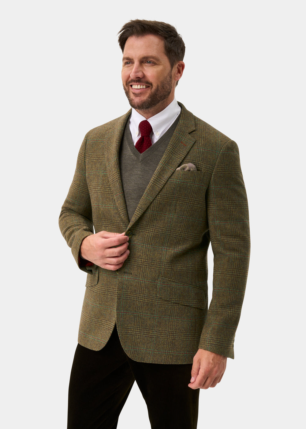 Surrey Men's Tweed Water Repellent Lined Blazer in Marsh  -  Regular Fit