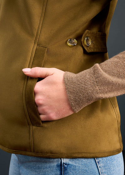 Surrey Ladies Fur Lined Gilet In Olive