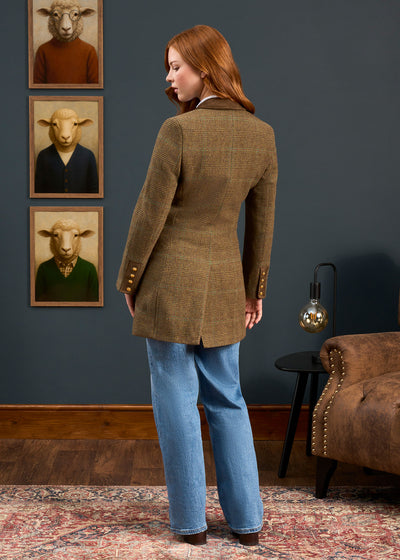 Surrey Ladies Mid-Thigh Tweed Coat In Marsh