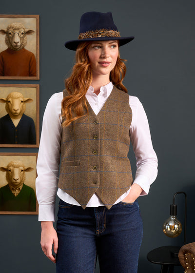 Surrey Ladies Tweed Waistcoat in Seabrook