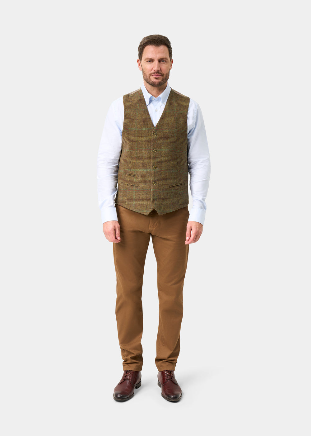 Surrey Herren Tweed Water Repellent Lined Weste in Marsh  -  Regulär Passform