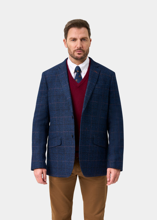 Surrey Tweed Lined Blazer In Navy Check - Regulär Passform