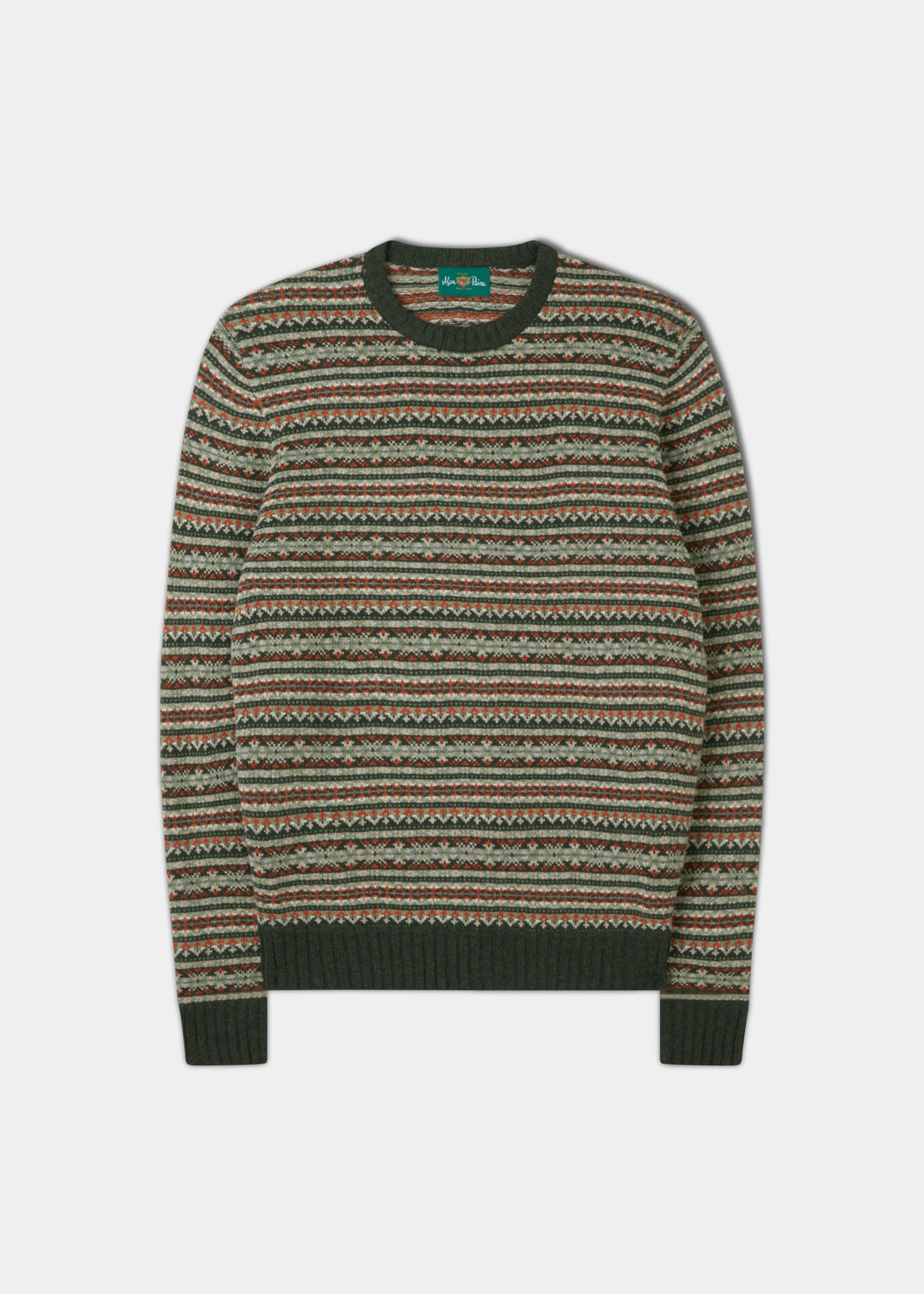 Towthorpe Herren-Pullover aus Lammwolle mit Fairisle-Algenmuster – normale Passform