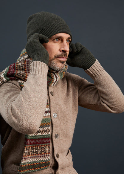 Tideswell Men's Knitted Wool Hat, Scarf and Glove Set In Seaweed