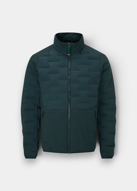 Alan Paine Calsall men's navy hybrid jacket with quilted recycled polyester, two-way zipper, and lightweight insulation.