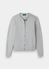 Alan Paine Daphne ladies cardigan in dove grey, crafted from a soft pima cotton and cashmere blend with button front.
