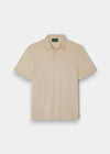 Alan Paine men's luxury ecru polo shirt in a soft blend of pima cotton, silk, and cashmere with a classic collar.