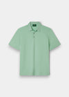 Alan Paine men's grass green luxury polo shirt in a soft pima cotton, silk, and cashmere knit blend.