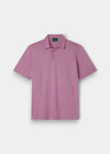 Alan Paine men's luxury lavender polo shirt in a soft pima cotton, silk, and cashmere blend with a ribbed hem.