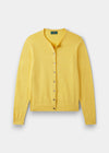 Alan Paine Daphne ladies lemon yellow button-up cardigan made from a soft pima cotton and cashmere blend.