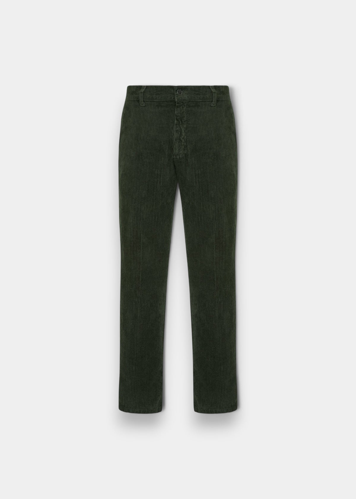 Alan Paine men's olive corduroy trousers featuring a button fly and classic straight-leg design.