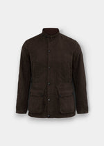 Felwell Men’s Olive Quilted Jacket: stand collar, snap buttons, 2 front pockets, fleece lined for extra warmth.