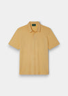 Alan Paine men's luxury solar yellow polo shirt in a soft Pima cotton, silk, and cashmere blend with a ribbed hem.