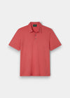Alan Paine men's luxury polo shirt in swizzle red, crafted from a soft blend of Pima cotton, silk, and cashmere.