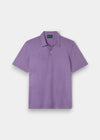 Alan Paine men's luxury polo shirt in water lilly purple, crafted from a soft pima cotton, silk, and cashmere blend.