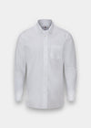 Alan Paine men's white long-sleeve button-down shirt made from 100% cotton with a chest pocket, front view.