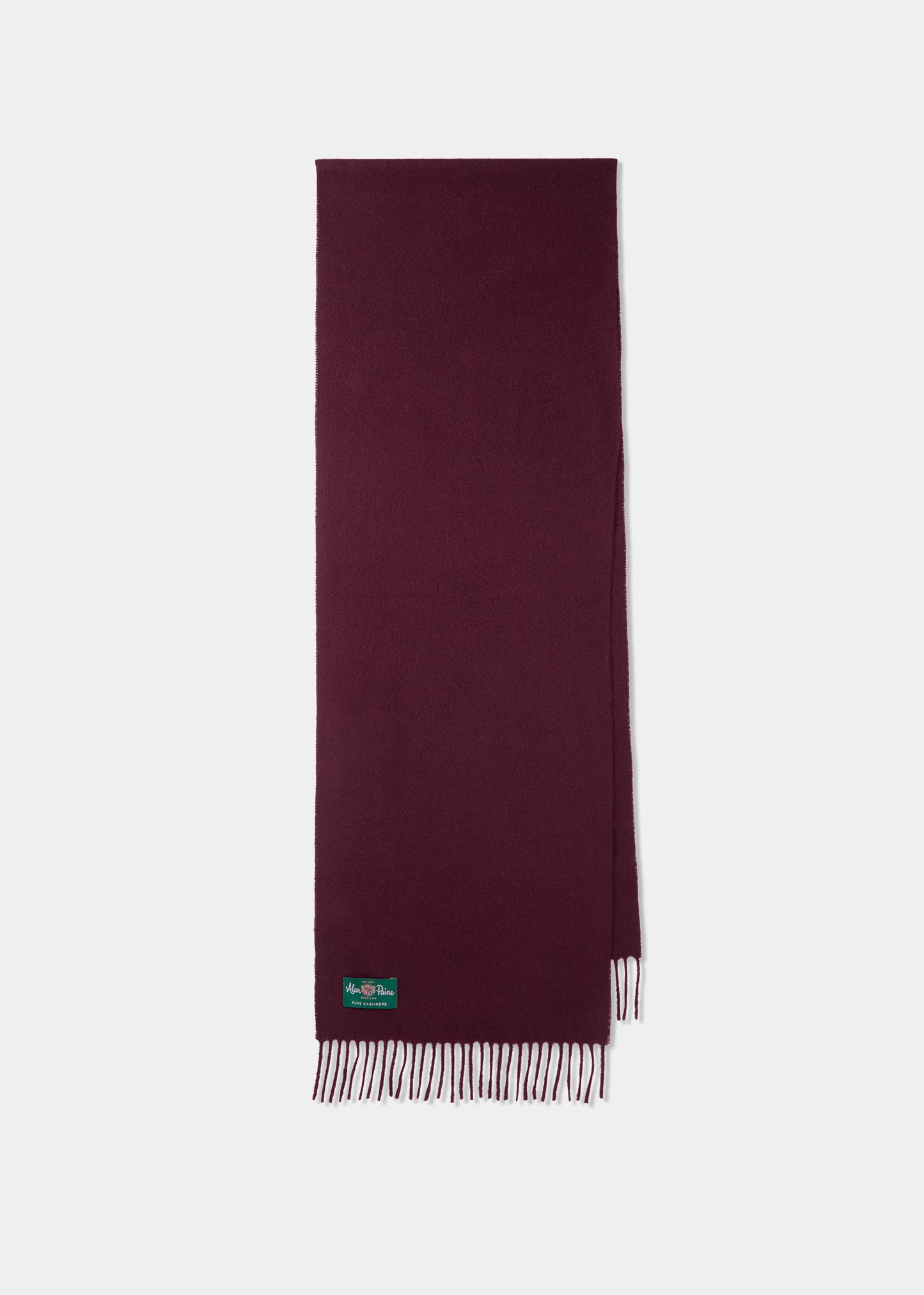 Risbury Herren Kaschmir Schal Uni in Bordeauxrot.
