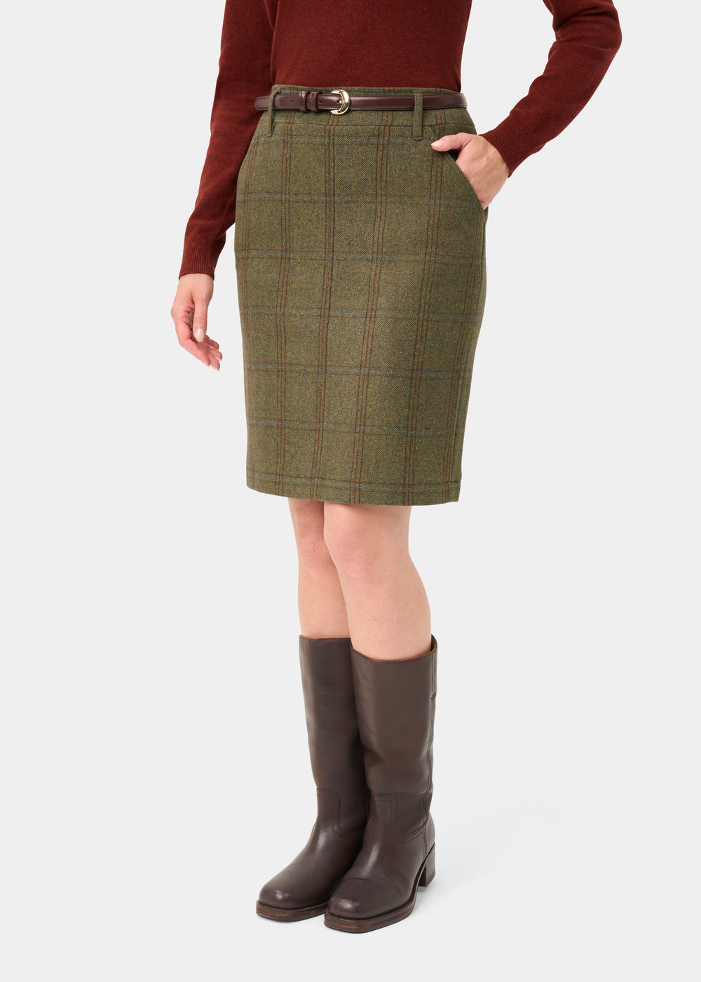 Combrook Ladies Tweed Water Repellent Skirt 49cm in Laurel -  Regular Fit