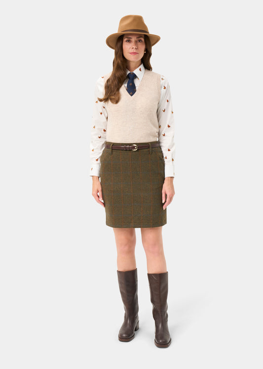 Combrook Ladies Tweed Water Repellent Skirt 49cm in Willow -  Regular Fit