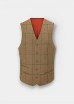 Combrook Men's Tweed Water Repellent Lined-Back Waistcoat in Thyme  -  Regular Fit