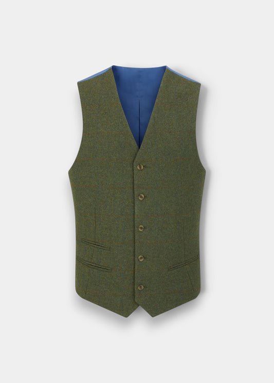 Combrook Men's Tweed Water Repellent Lined-Back Waistcoat in Mariner -  Regular Fit