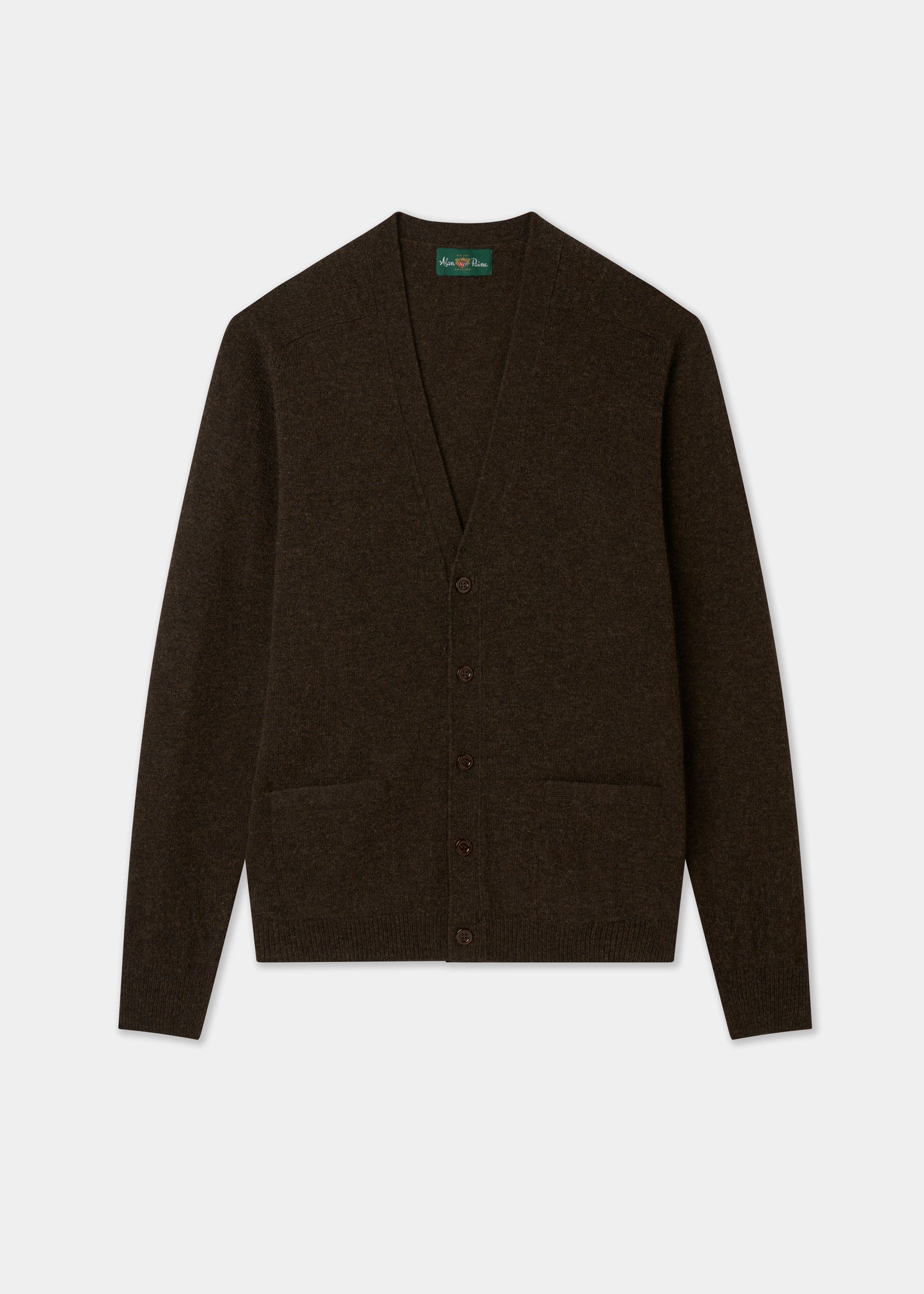 Men's brown cardigan on a light gray background