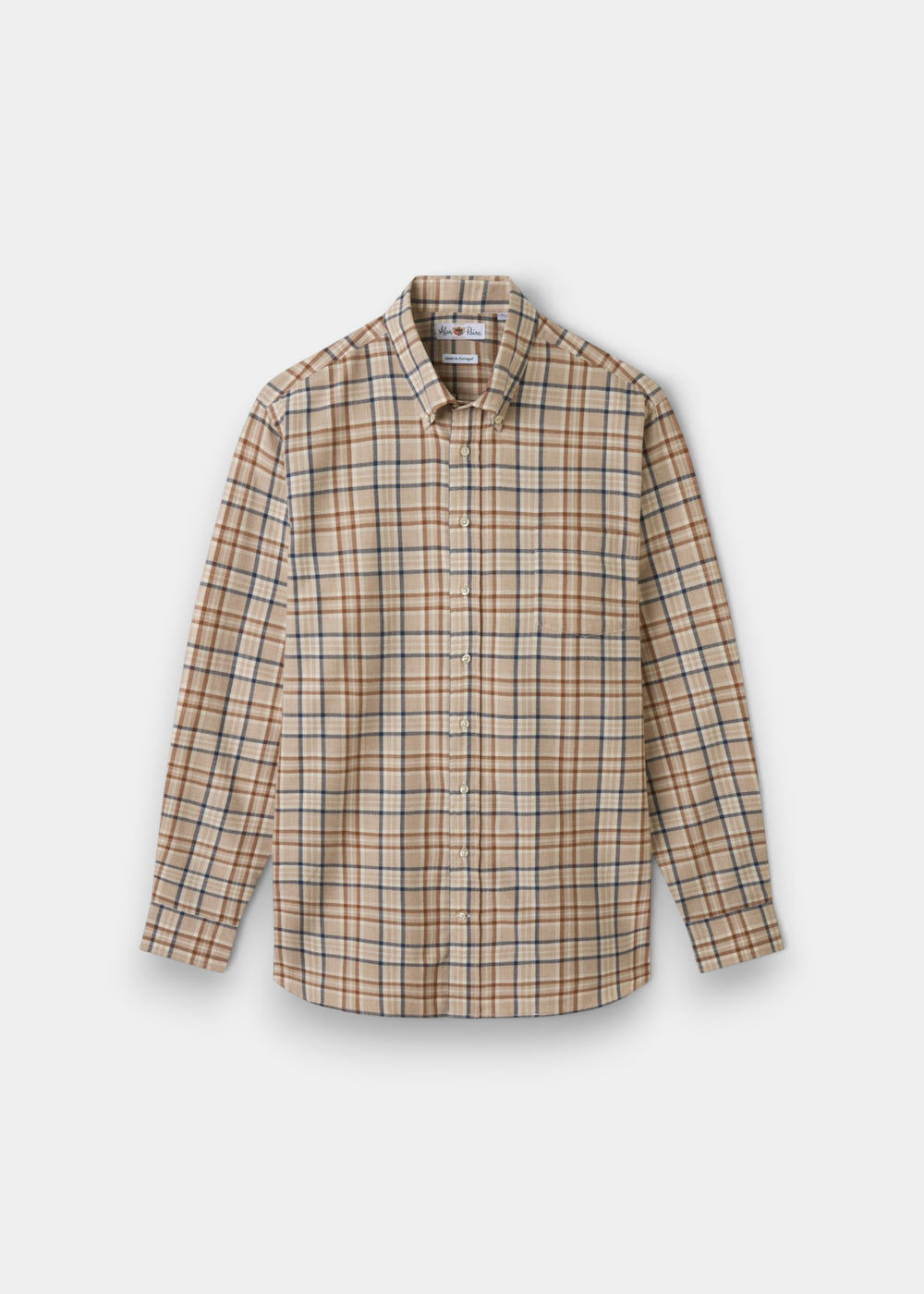 Ganstead Blue and  Brown Check Cotton Shirt - Classic Fit