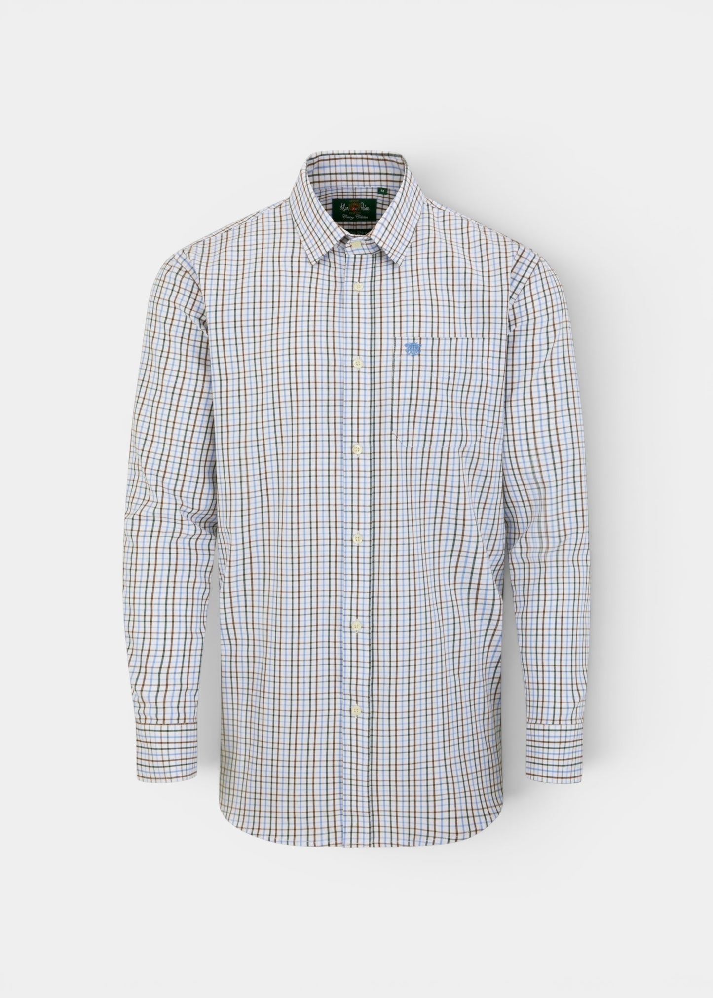 Ilkley Men's Green and Brown Country Check Shirt - Shooting Fit
