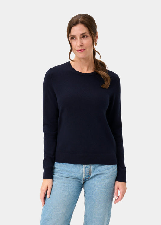 Ivy Wool & Cashmere Crew Neck Jumper In Dark Navy