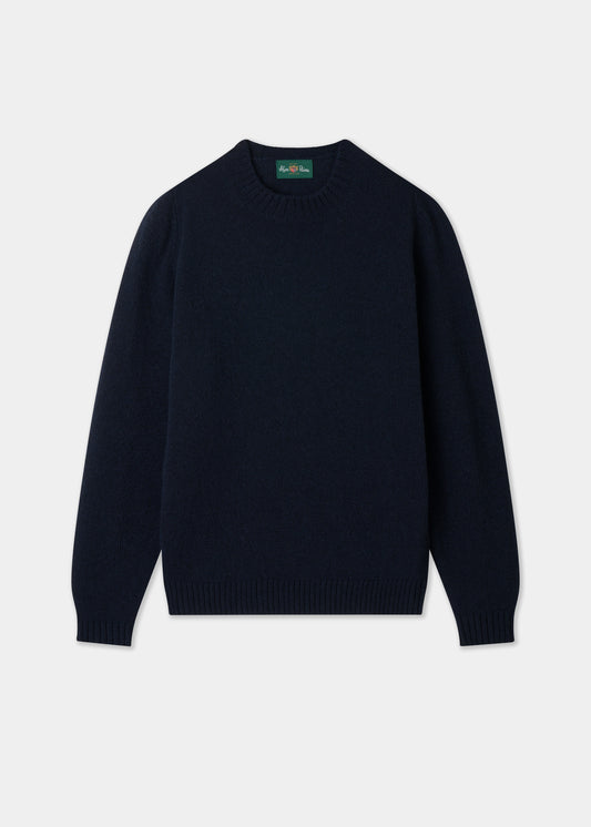 Men's Shetland Wool Crew Neck Jumper in Concord