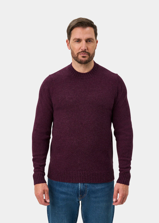 Kinnadie Supersoft Shetland Wool Crew Neck Jumper In Elderberry - Regular Fit