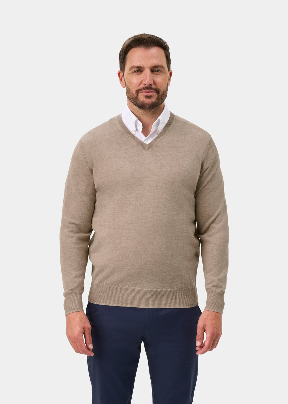 Millbreck Merino Wool Jumper in Cobble - Regular Fit