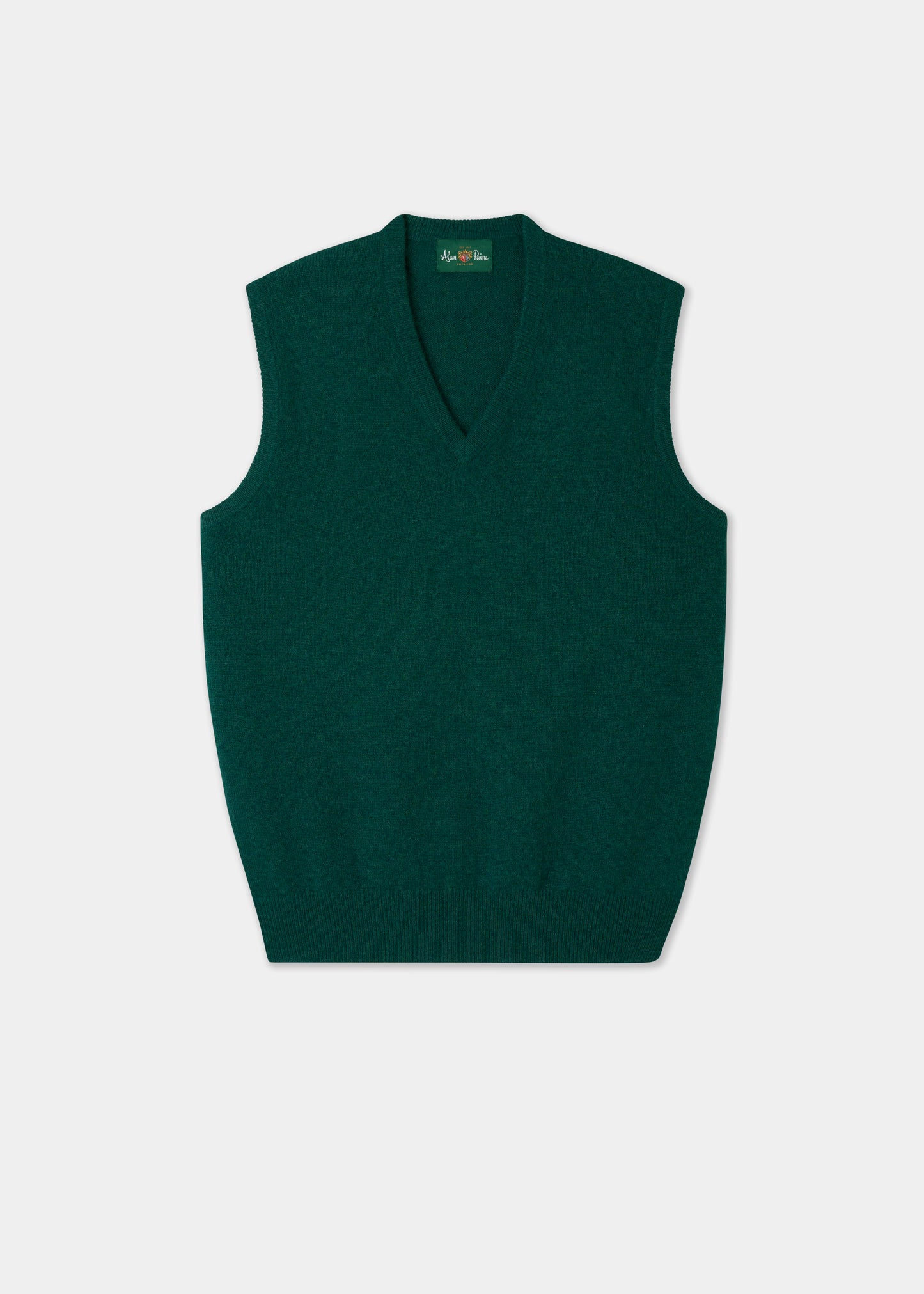 Green sweater vest on a white background