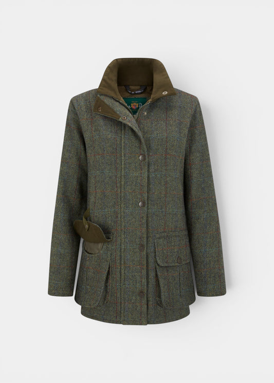 Rutland Ladies Tweed Waterproof Shooting Coat in Juniper -  Shooting Fit