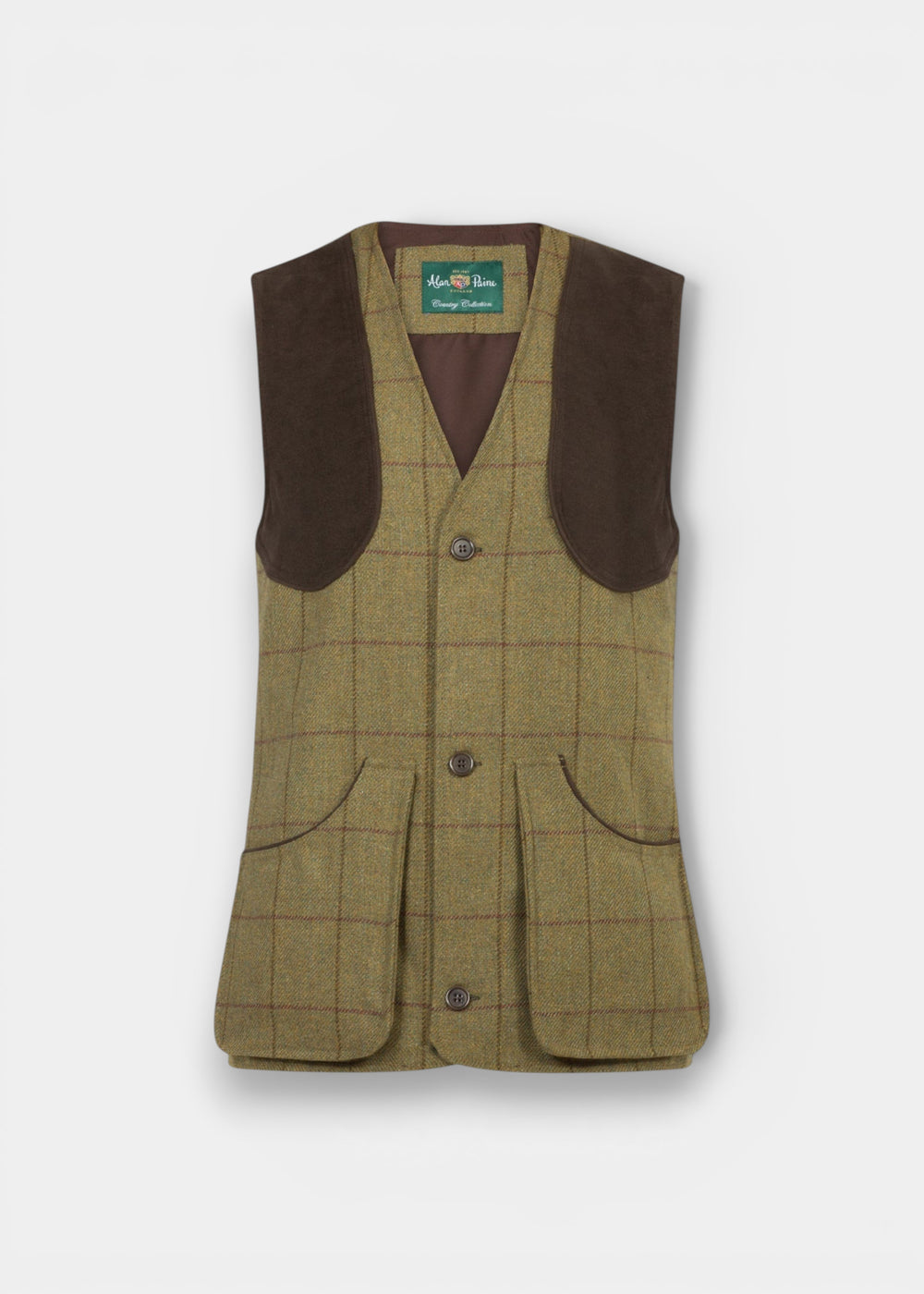 Rutland Men's Tweed Water Repellent Shooting Waistcoat in Lichen  -  Shooting Fit
