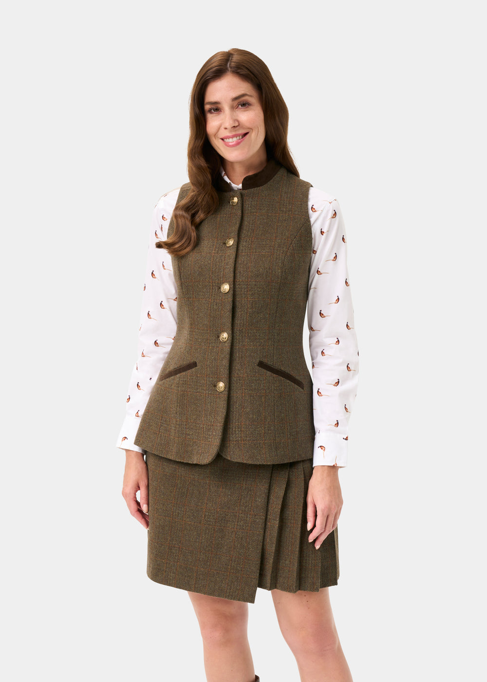 Surrey Ladies Tweed Waistcoat in Field Maple -  Regular Fit