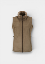 Alan Paine Surrey ladies cocoa water repellent gilet with luxurious faux fur lining and front zip fastening.