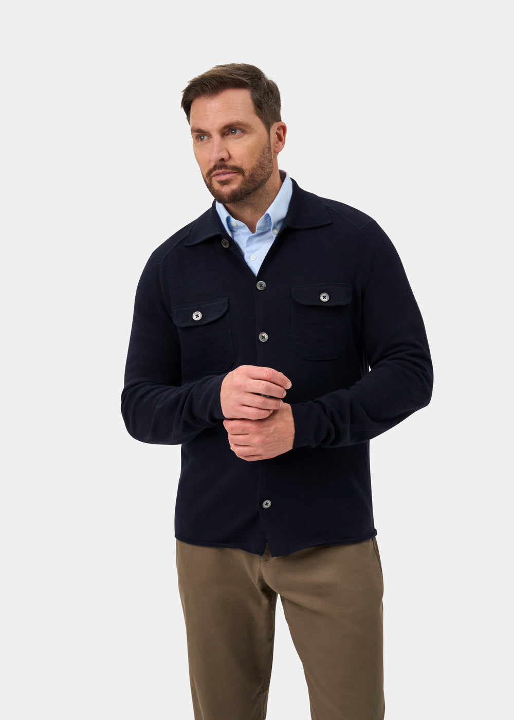 Tore Men's Knitted Geelong Shirt In Dark Navy - Regular Fit